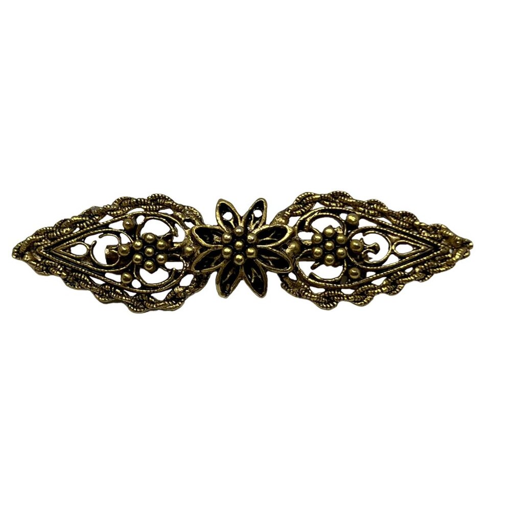 Flower‎ Brooch Braided Filigree Shiny Matte Vintage Bar Pin